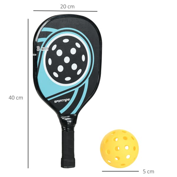 Pickleball-sæt 4 padler 4 bolde bærepose 40x20x3 cm blå/sort