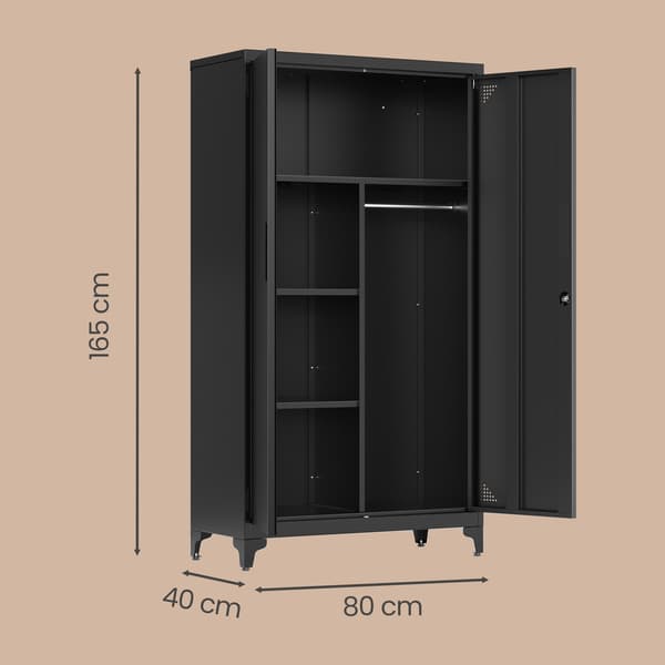 Opbevaringsskab 80x40x165 cm Sort Stål