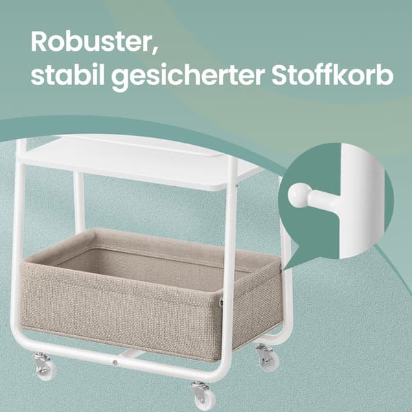 Serveringsvogn 43x30x81 cm Hvit-Brun stoffoppbevaring