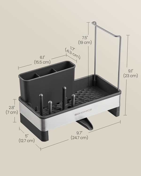 Vaskorganisator 24,7x12,7x23 cm sort rustfrit stål