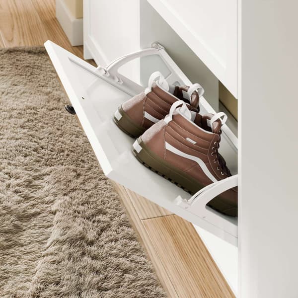 Skoskab 100x19x107 cm, hvid, MDF
