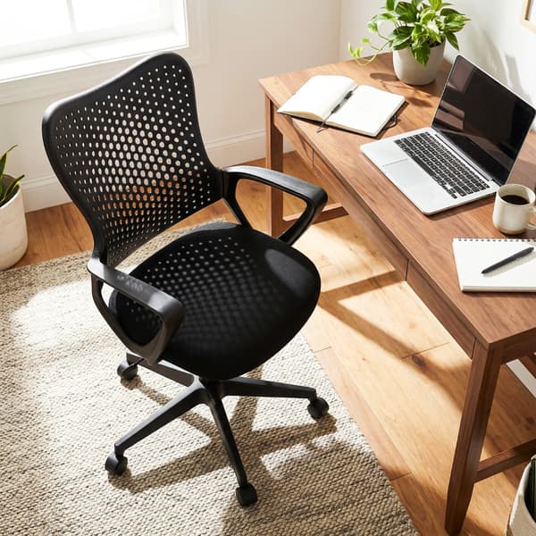 Kontorstol med armlæn 63,5x62x95,5-103 cm sort