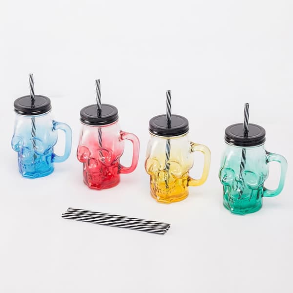 Glas-set, Set med 4 dödskalleglas med lock, Kodustaar