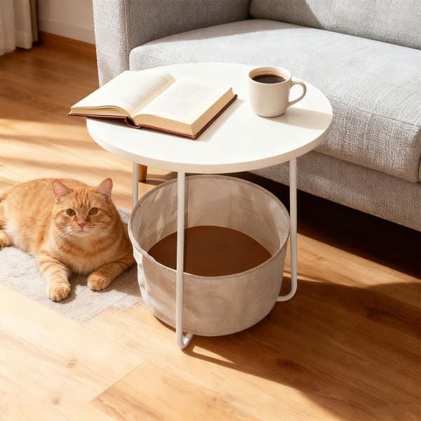 Sidobord, Rund, Beige, Kodustaar
