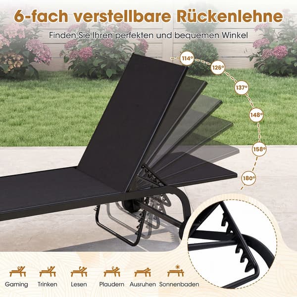 Udendørs liggestole 2 stk 36x190 cm sort