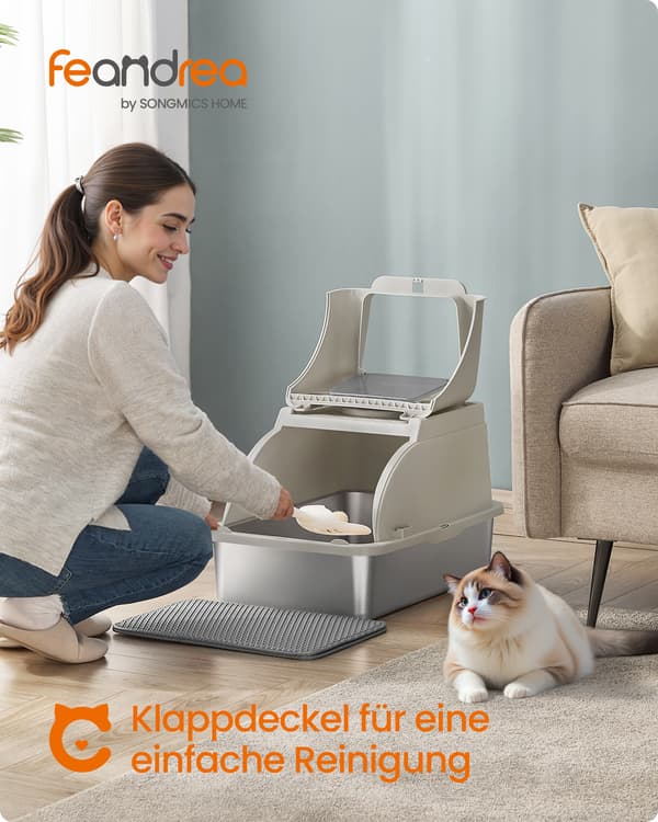 Kattebakke til kat 61x41x36,5 cm Beige Rustfrit stål