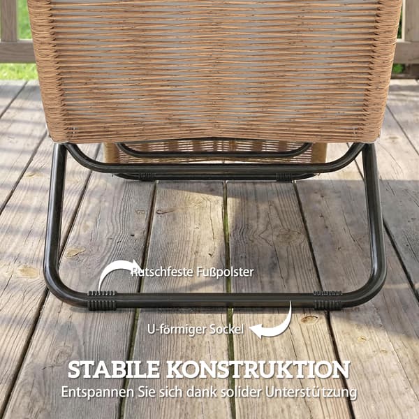 Solstol 57x175x80 cm Creme Rattan Stål