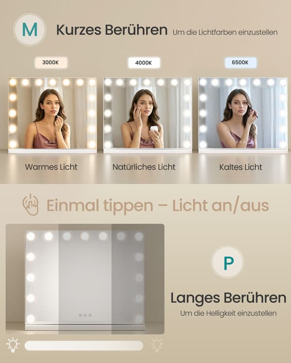 Hollywood-meikkipeili 15 himmennettävällä LED-valolla