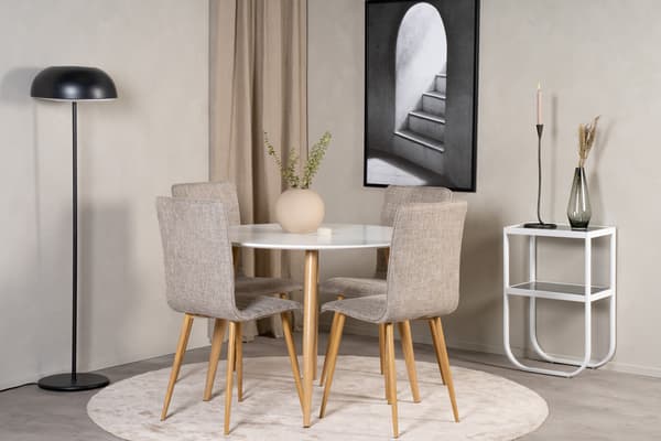 Spisebord og stol sæt 100x75 cm egetræ-look og hvid lys grå