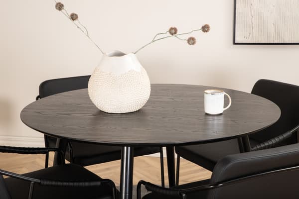Spisebord og stole sæt 115 cm sort