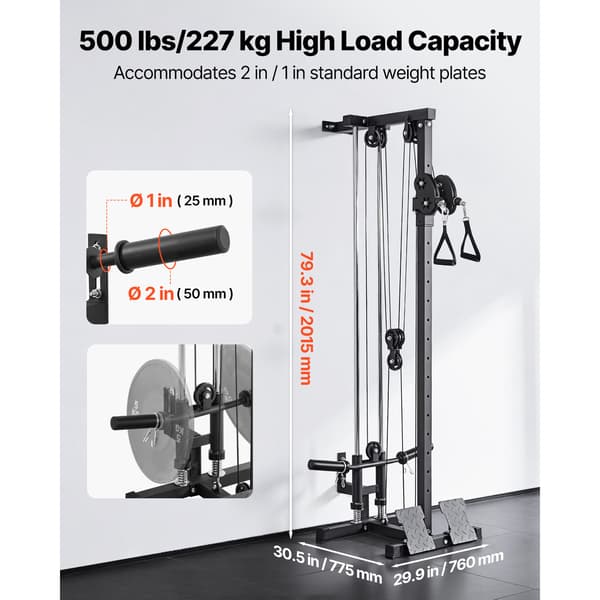 Kabelmaskine 3-i-1 Roning Lat Pulldown 77.5x76x201.5 cm Sort Stål