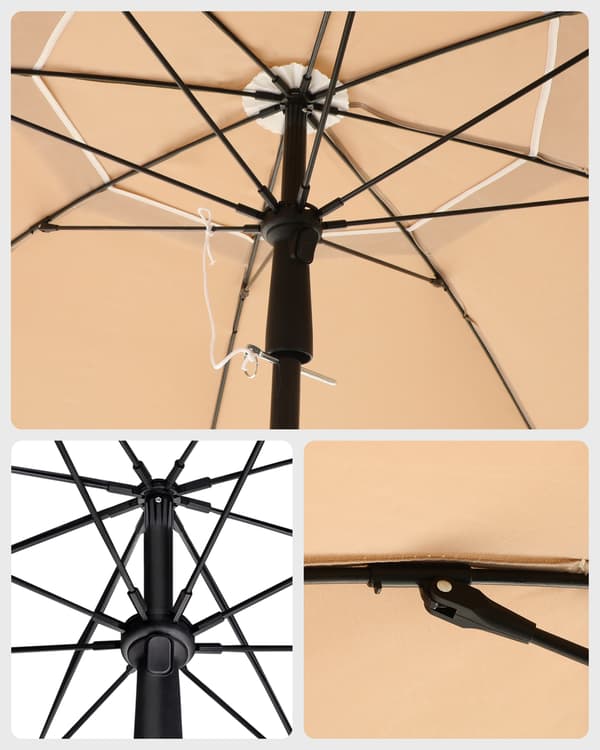 Strandparasol, 160x206 cm, Brun