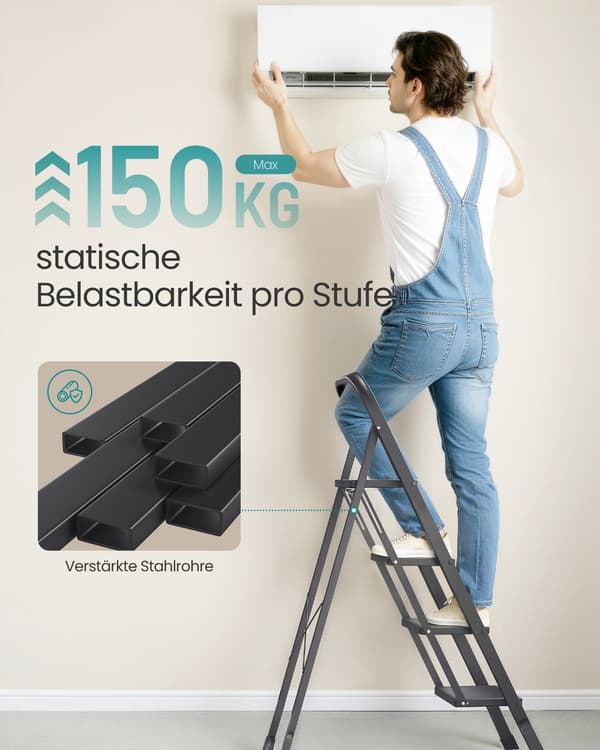 Trappestige 89x45x127 cm Sort Stål