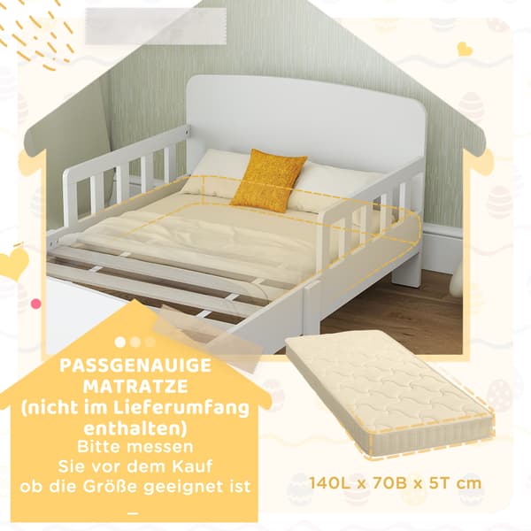Børneseng 143,5x74,2x54 cm Hvid MDF