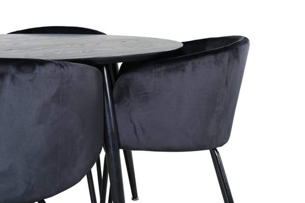 Spisebord og stol sæt 115 cm sort