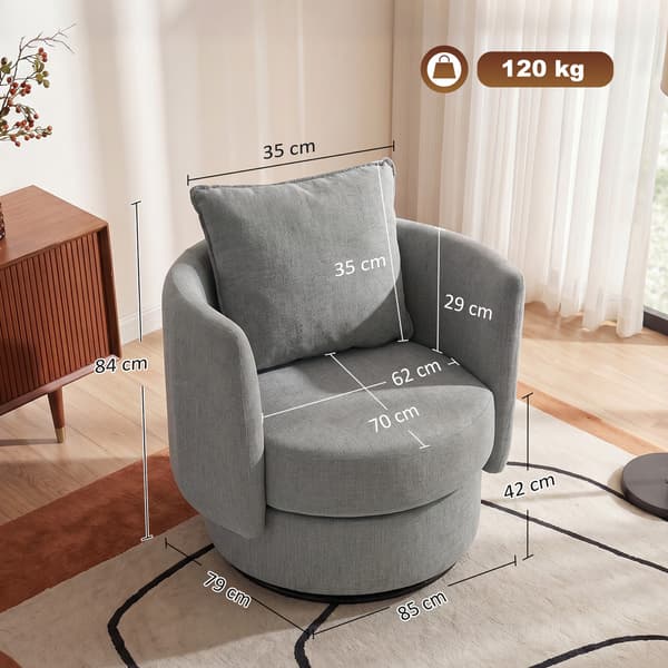 Accentstol med 360° drejebase 85x79x84 cm lys grå