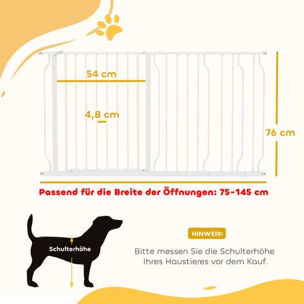 Hundegitter justerbart 75-145x76 cm hvid