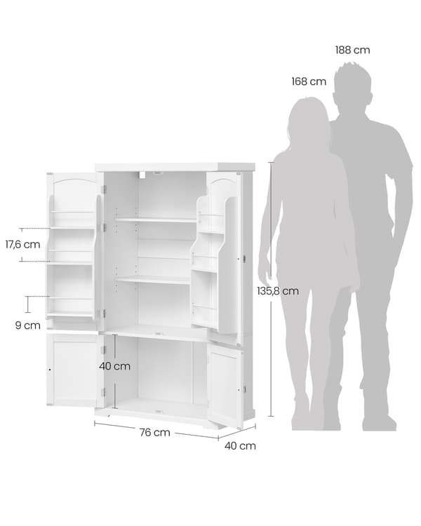 Kjøkkenskap 40x76x135,8 cm hvit MDF