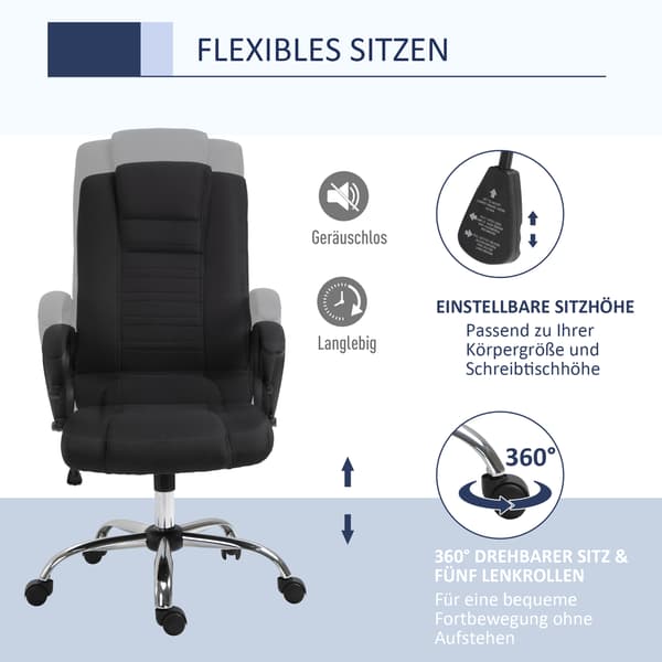 Kontorstol 62x76x110-119 cm Sort Polyester