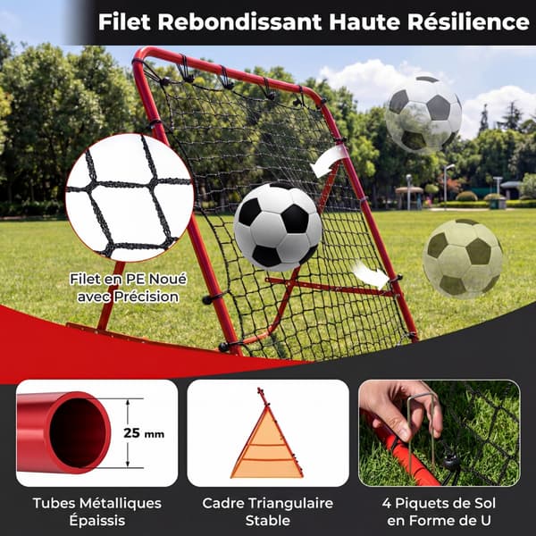 Fodbold Rebound Net Foldbart 102x87x44-72 cm rød