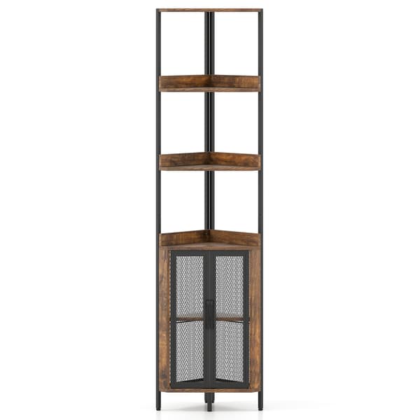 Kulmahylly kaapilla 6 tasoa 170 cm rustiikkiruskea