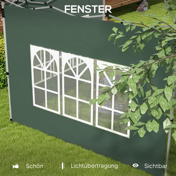 Pavillon Sidepanel Sæt, 295x195 cm, Grøn, Vandtæt Stof