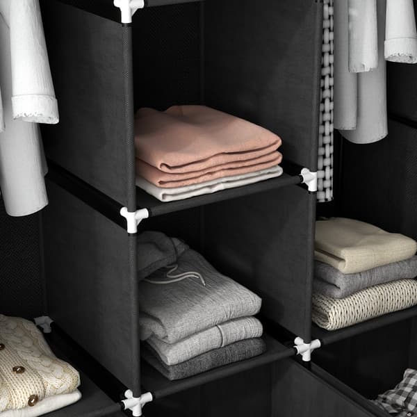 Stofgarderobe 125x43x162,5 cm Sort, sammenklappelig