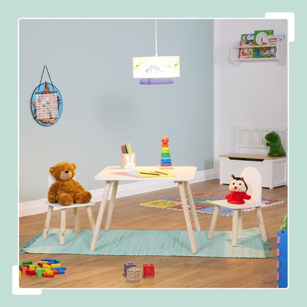 Barnbord och stolar set, 45x60x60 cm, Vit, Trä, Kodustaar