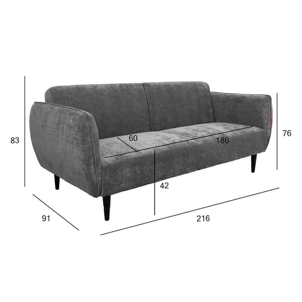 Soffbädd HERMES 216x91x83 cm Grå Tyg