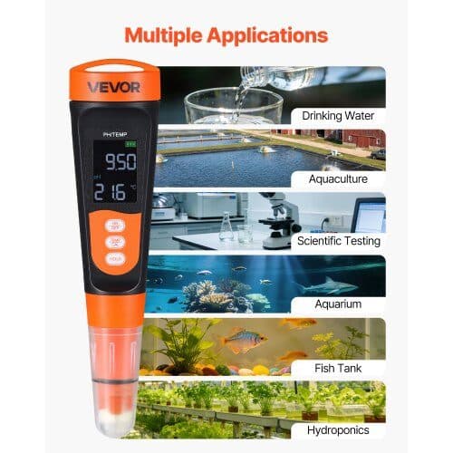 pH-meter PH06 0–14 pH område 40x40x185 mm orange/sort