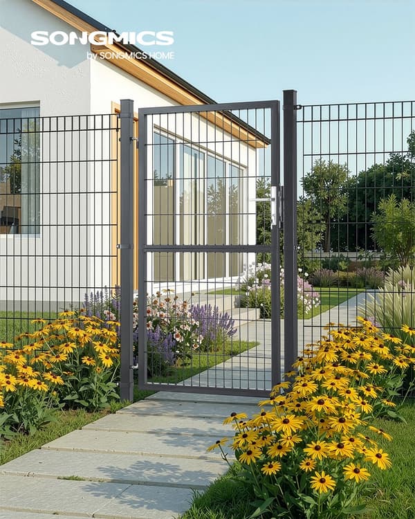 Garden Gate 106x6x210 cm Harmaa Teräs