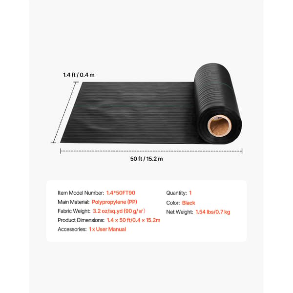 Ukedækningsstof 40x1520 cm Sort Polypropylen