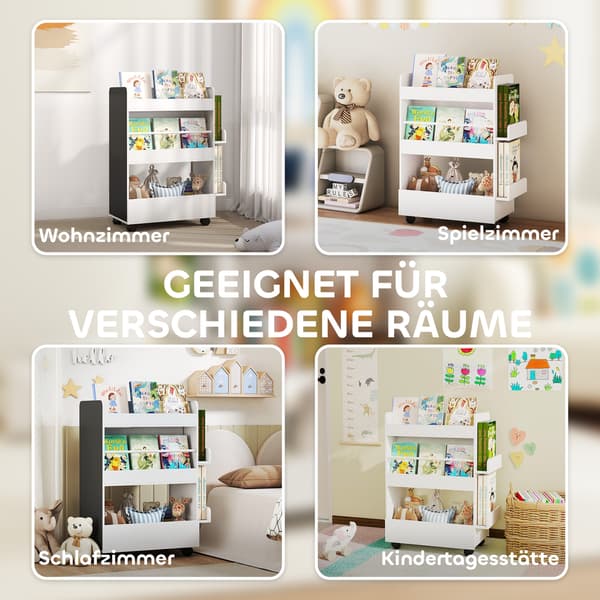 Børnebibliotek, 66,5x32,5x86,5 cm, Hvid, MDF