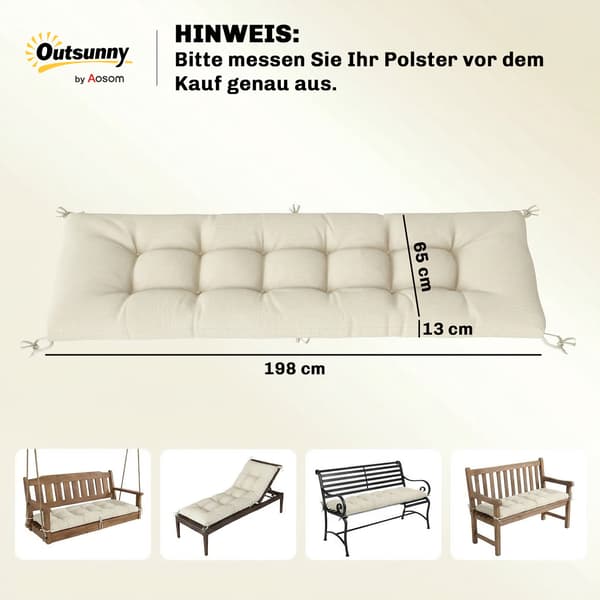 Istuintyyny 198x65x13 cm Beige Polyesteri
