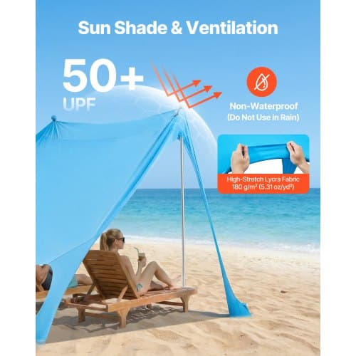 Strandtält Solskydd, 2,3x2,3x2 m, Blå