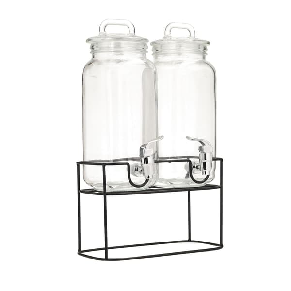 Glasbeholdersæt 2x2,3L med stativ, glas