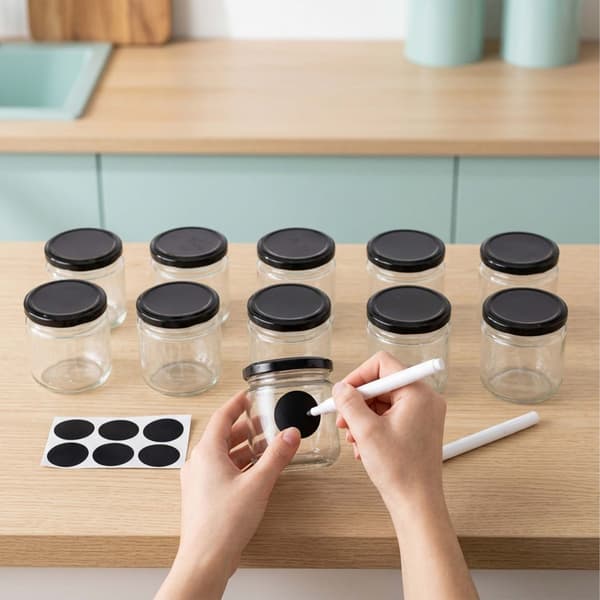 Jam Jar Set 8x7,5 cm Transparent Svart Glas, Kodustaar