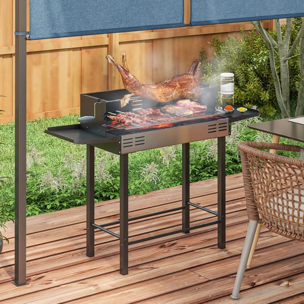 Kulgrill, 118x32x90 cm, Sort, Rustfrit Stål
