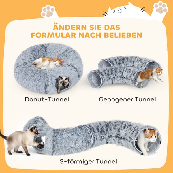 Kat Tunnel 90x80x27 cm Lys Grå Plysstof