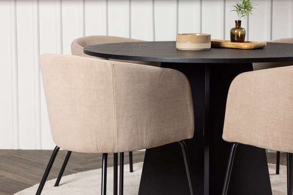Spisebord og stol sæt Bootcut og Berit 110 cm Sort Beige Stof