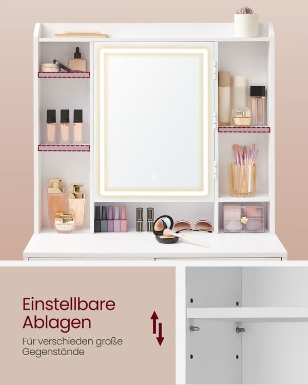 Toiletbord, 97,5x40x145 cm, Hvid