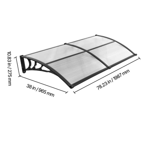 Dørmarkise 96,5x198,7x27,5 cm Klar polycarbonat