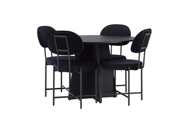 Spisebord og stol sæt Bootcut bord og Stella stole 110 cm sort