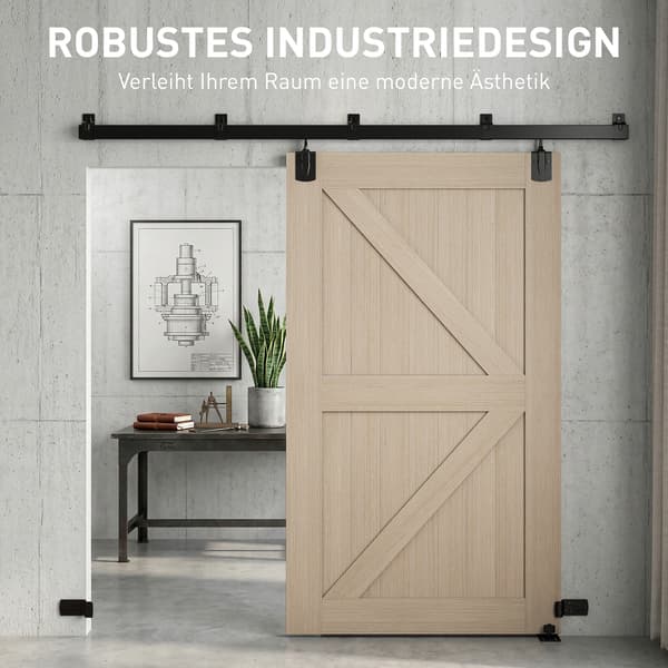 Skydedørsbeslagssæt 244 cm Sort Stål