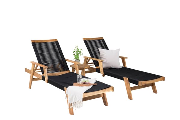 Solstol og sidebord Little John og Chania 40 cm sort
