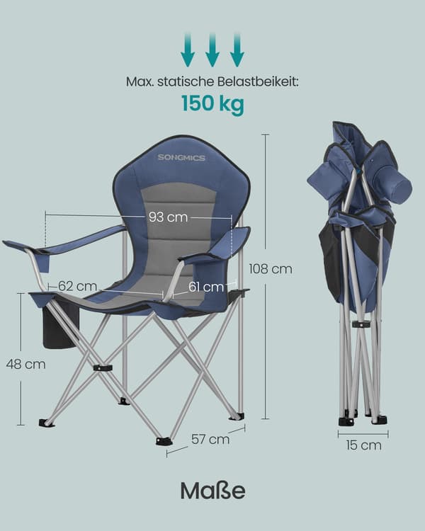 Campingstol 61x93x108 cm Blå