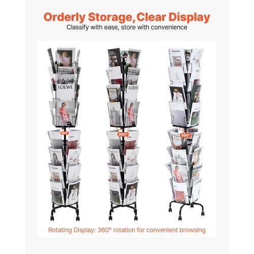 Kortdisplaystativ, 45x45x193 cm, Sort, Roterende opbevaring