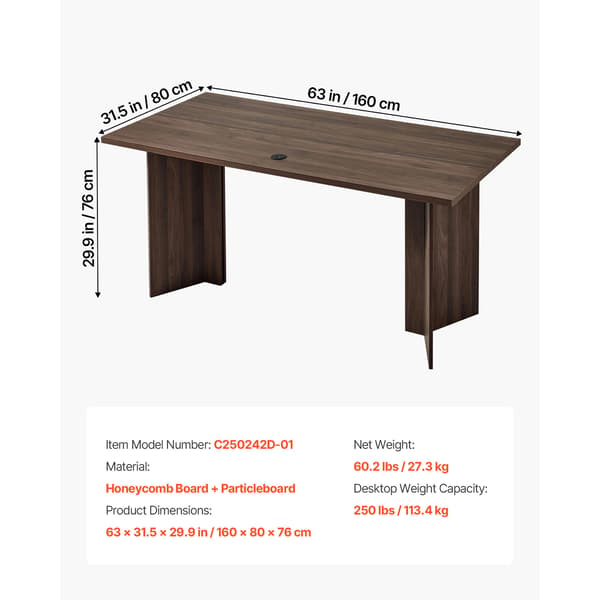 Executive skrivebord, 160x80x76 cm, valnød, træ