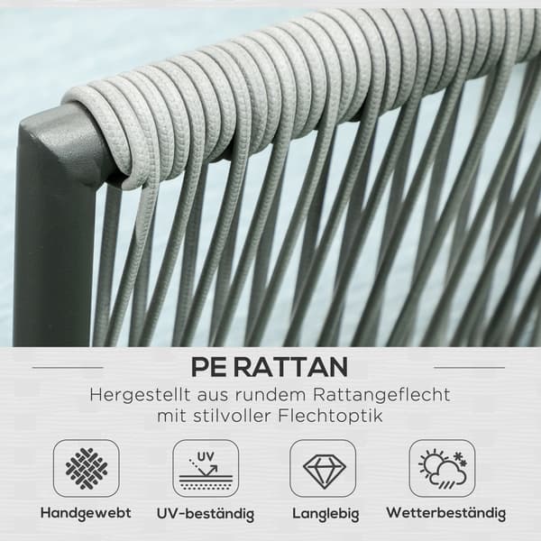 Rattan havemøbelsæt, 120x71x65 cm, sort