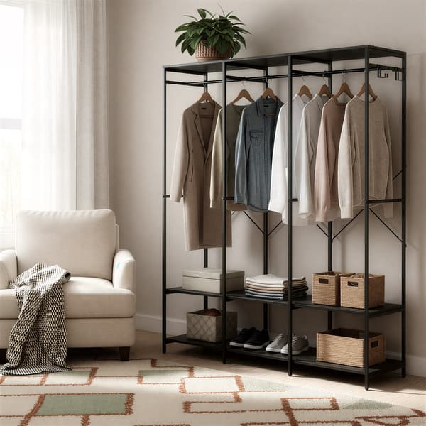 Tøjstativ 40x141x180 cm Sort, stål